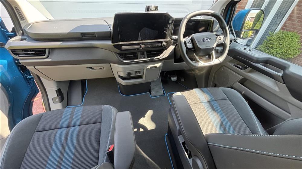 The cab with leather upholstery